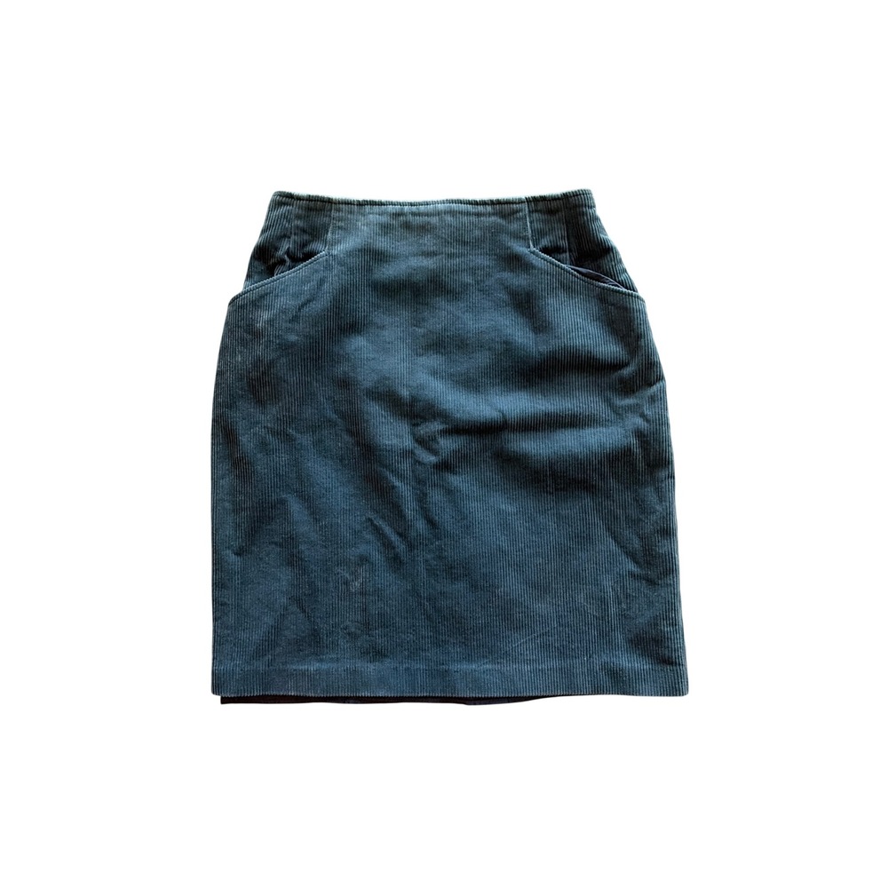 Skirt Corduroy Vintage Laura Ashley Women 14 Blue Green High Waist Pencil Midi